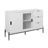 ZUN Modern Featured Storage Cabinet Sideboard with Glass Sliding Door and 3 Drawers, Entryway Console W409P153985