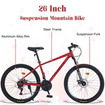 ZUN Mountain Bike for Men and Women 26 inch 24 Speed Suspension Fork KENDA Tires W1019P187577