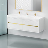 60" Wall-Mounted Bathroom Vanity with Sink, Floating Bathroom Storage Cabinet with Stone Resin W1573P211176