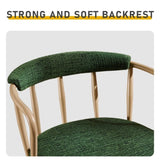 2 Pcs Green Burlap Swivel Bar Stools with Khaki Powder-Coated Metal Legs 79166749
