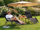 Portable Dual Purposes Extendable Folding Reclining Chair Black 17184383