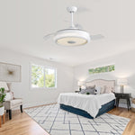 ZUN 42 Inch Modern Invisible Ceiling Fan, 120V 3 ABS Blades Remote Control Reversible DC Motor With 36W W882P146897