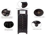 Jewelry Armoire with Mirror, 8 Drawers & 16 Necklace Hooks, 2 Side Swing Doors 06832042