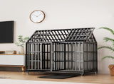 55" Heavy Duty Dog Crate Large Dog cage Strong Metal Dog Kennels and Crates for Large Dogs with 4 W206P453115