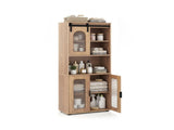 59" Freestanding Storage Cabinet with Sliding Door & Adjustable Feet, Modern Floor Cabinet for 39978508