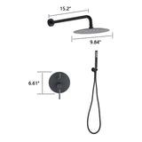 Wall Mounted Round Shower Combo Set with 10" Rain Shower head and Handheld Shower Head Set with W121957633
