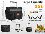 35L Rolling Cooler Bag 2-in-1 Insulated Lunch Backpack with Telescopic Handle Wheels Adjustable 09732445