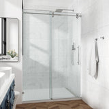 60*76" Fixed & Sliding Shower Door, Round Tube Hardware, Clear Glass Shower Door, 3/8 SGCC 89312418