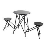 ZUN 60.83x24x32.3" Black Stowable Side Table and Two Seats W2078P282279