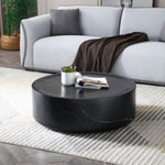 ZUN 31.49'' Round coffee table,Sturdy Fiberglass table for Living Room, No Need Assembly,BLACK W876P154743