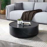 ZUN 39.37'' Black Marble Round Coffee Table Sturdy Fiberglass table for Living Room ,No Need Assembly. W876P154762