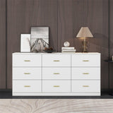 Modern White 9-Drawer Dresser for Bedroom - Ample Storage Wide Chest of Drawers, Sturdy & Safe W1785P324461