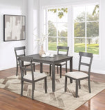 ZUN Classic Stylish Gray Natural Finish 5pc Dining Set Kitchen Dinette Wooden Top Table and Chairs B011P149000