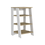 Cabinet 29.7H", Four Shelves, Vertical, Light Oak / White B097133248