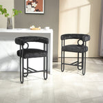 ZUN House Hold Bar Set of 2, Modern Bar Stool with Back, Black Metal Frames, Upholstered Bar W1588P194942