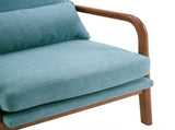 High Back Solid Wood Armrest Backrest Iron Frame Linen Indoor Leisure Chair Teal 05799351