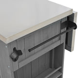 Outdoor Kitchen Island Fir Wood Kitchen Island with Stainless Steel Top, Ample Storage Space, Towel N719P246553R