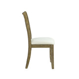 Set of 2 Side Chairs with Padded Seat Cushion, Beige and Rustic Oak B016P329810