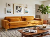 FX-P18-ORLuxury Velvet Sofa with Gold Accents - Modern 3-Seat Couch with Plush Cushions, W57649842