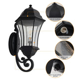 1-Pack Outdoor Wall Lantern Dusk to Dawn Sensor, Black Weatherrproof Exterior Light Fixture W1340P239407