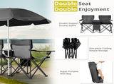 Portable Outdoor 2-Seat Folding Chair with Removable Sun Umbrella Black 57458005