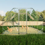 ZUN 10 ft. x 20 ft. Galvanized Large Metal Walk in Chicken Coop Cage Farm Poultry Run Hutch Hen House W2505P188286