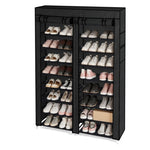 ZUN FCH Double Row 10-Tier Non-Woven Fabric Shoe Cabinet with Iron Pipes and Plastic Components, Black 42943411