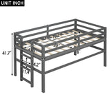 ZUN Wood Twin Size Loft Bed with Side Ladder, Antique Grey WF312787AAE