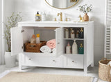 Without Basin White MDF spray paint double door double drawer with decorative strips bathroom 20663025