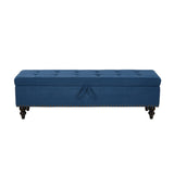 59" Bed Bench with Storage Blue Fabric W1097124943