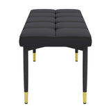 47*16 Inch Multifunctional Black Shoe Bench - Faux PU Cushion, Sturdy Metal Legs With Gold W1512P355040