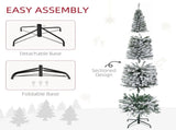 7.5' Tall Unlit Snow-Flocked Slim Artificial Christmas Tree with Realistic Branches and 738 Tips 12788439