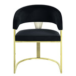 ZUN ACME Fallon Side Chair, Black Velvet & Mirrored Gold Finish DN01954