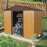 ZUN 8ft x 4ft Outdoor Metal Storage Shed with Sliding Door and foundation for Backyard, Patio, Lawn W540P185256