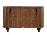 39" Fluted Liquor & Coffee Bar with 6 Wine Racks and 3 Glass Holders, Mid-Century Modern Bar 61879634