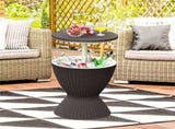 Black Outdoor Imitation Rattan Ice Cooler Side Table 8Gal 2-Height Adjustable with Drain Plug 19316961