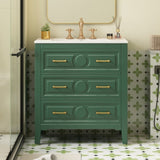 30'' Bathroom Vanity with Ceramic Sink Combo, Free Standing Single Vanity Set with 3 Drawers, Solid N710P246209F