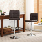 ZUN Swivel Faux Leather Adjustable Hydraulic Bar Stool, Set of 2, Brown T2574P164840