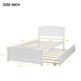 Twin size Platform Bed with Trundle, White WF194304AAK