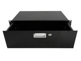19" 4U Steel Plate DJ Drawer Equipment Cabinet with Keys Black 95397522