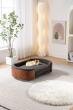 ZUN Scandinavian style Elevated Dog Bed Pet Sofa With Solid Wood legs and Walnut Bent Wood Back, W794125953