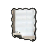 Solid Wood Wavy Square Mirror-Black 36" x 36" Modern Mirror Wall Decor for Bathroom, Bedroom, Living W1445P189617