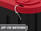 (4 pack)27 Gallon Large Storage Bin with Snap Lid, Black and Red, Heavy Duty Plastic Storage 00667531