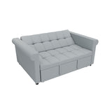 2-SEATER CONVERTIBLE VELVET LOVESEAT SOFA BED GRAY PULL-OUT SLEEPER COUCH WITH SIDE POCKET, W1867P315755