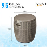 9.5 Gallon Cooler Side Table, Portable Ice Chest with Built-in Handle, Multifunctional Ice Cooler 03843302