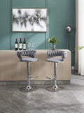 Set of 2 Bar Stools,with Chrome Footrest and Base Swivel Height Adjustable Mechanical Lifting Velvet W1249P247730
