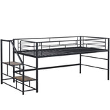 Mid Loft Bed with Storage stairs, Twin, Black MF323325AAB
