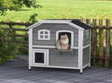 Gray 2-Story Waterproof Outdoor Cat House with Escape Door, Openable Roof 40348810