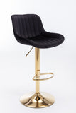 Chrome Footrest and Base Swivel Height Adjustable Mechanical Lifting Velvet Golden Leg Simple Bar W124956165