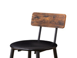 Round bar stool set with shelf, upholstered stool with backrest, Rustic Brown, 23.62'' W 23.62'' D 43399566